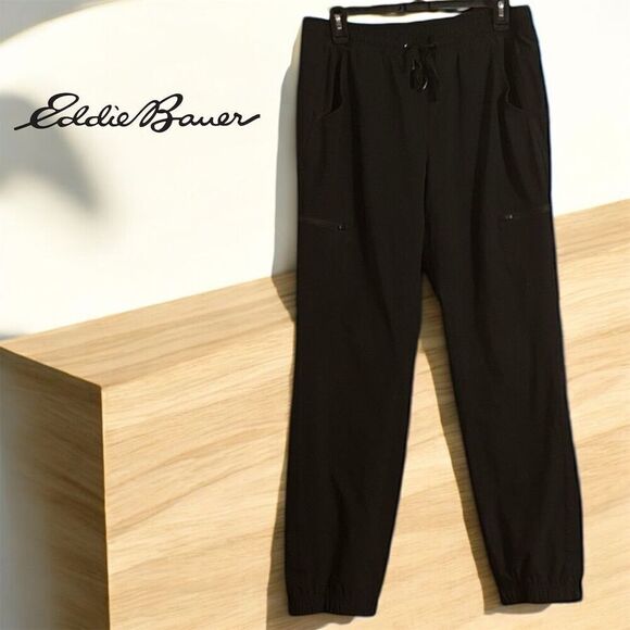 Eddie Bauer Women's Black Polar Fleece Lined Windbreaker Pants Black Size 8 - Picture 1 of 13
